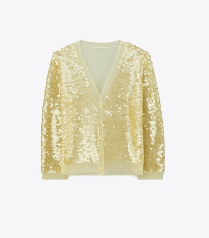 Strickjacke mit Paillettenfront