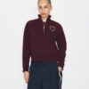 Sweatshirt aus French Terry mit Ziernähten in Herzform Sweatshirt aus French Terry mit Ziernähten in Herzform