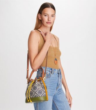 T Monogram Colorblock Bucket Bag