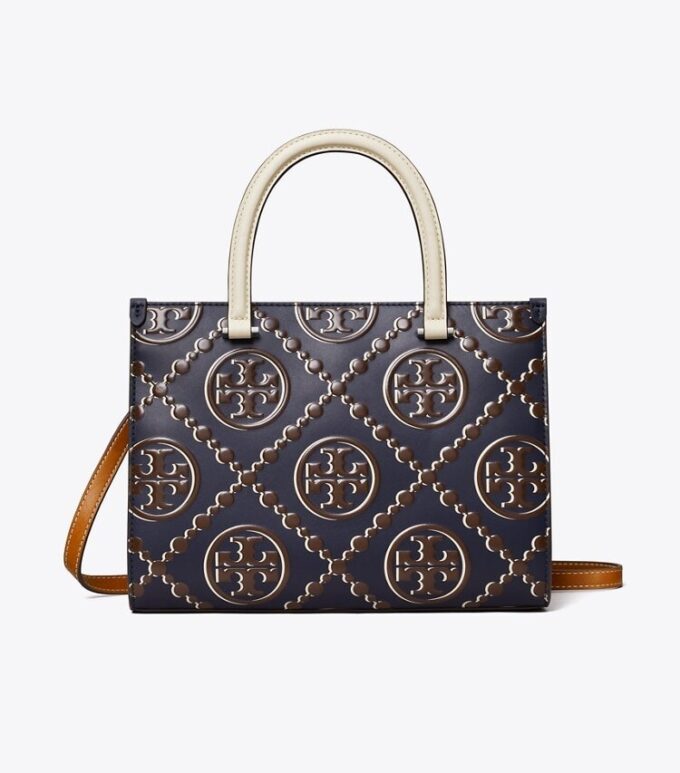 T Monogram Contrast Embossed Top-Handle Tote T Monogram Contrast Embossed Top-Handle Tote