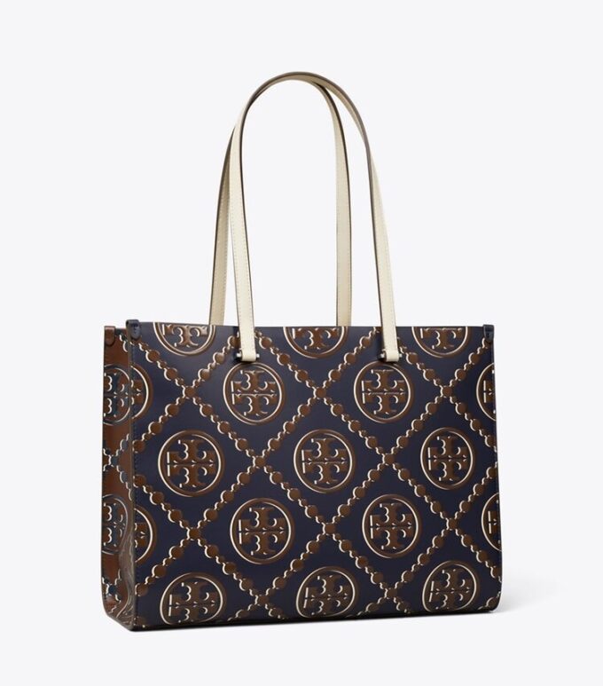 T Monogram Contrast Embossed Tote T Monogram Contrast Embossed Tote
