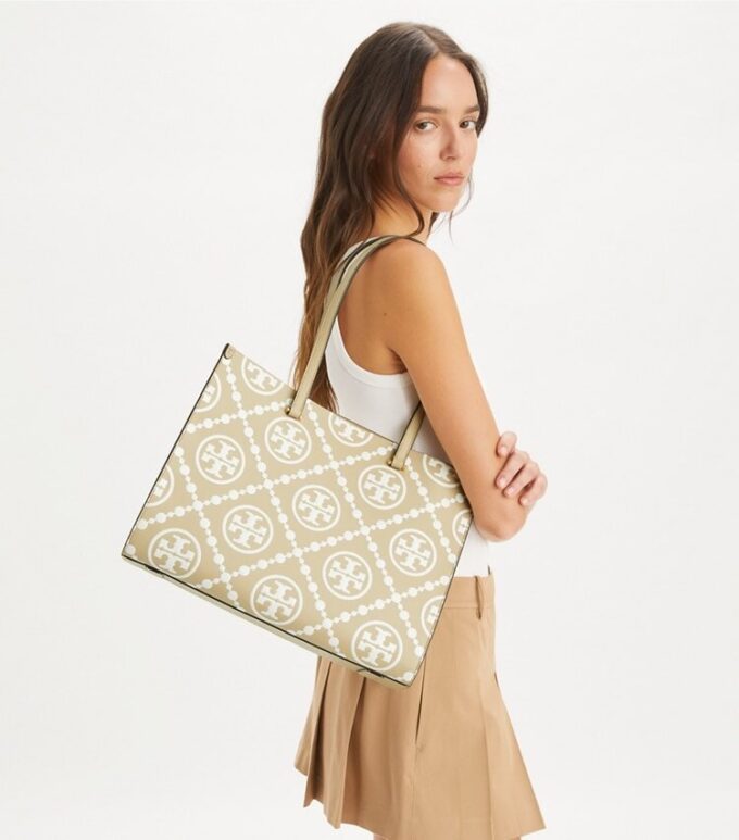 T Monogram Contrast Embossed Tote T Monogram Contrast Embossed Tote