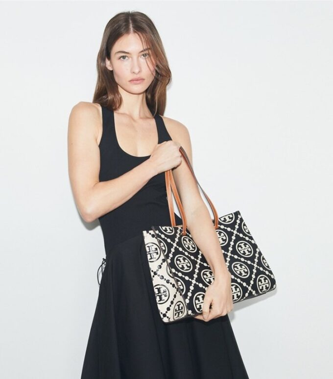T Monogram Contrast Embossed Tote T Monogram Contrast Embossed Tote