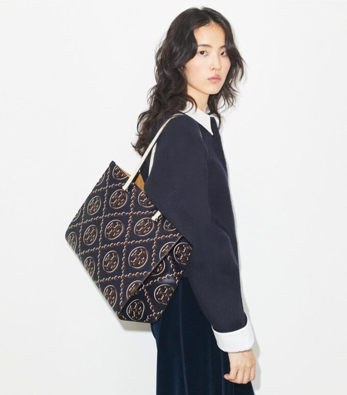 T Monogram Contrast Embossed Tote T Monogram Contrast Embossed Tote