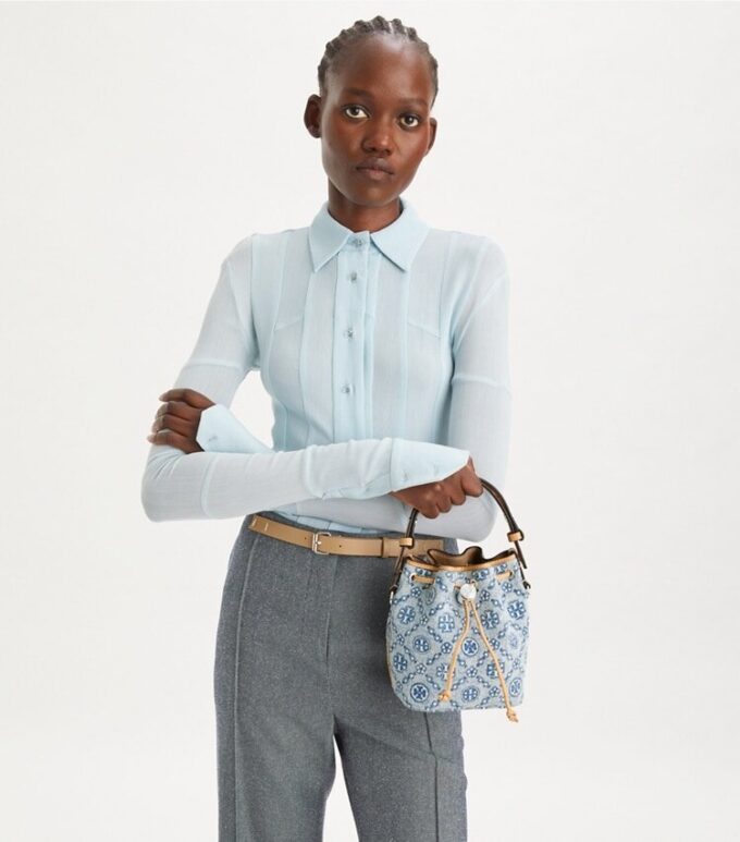 T Monogram Denim Mini-Beuteltasche T Monogram Denim Mini-Beuteltasche