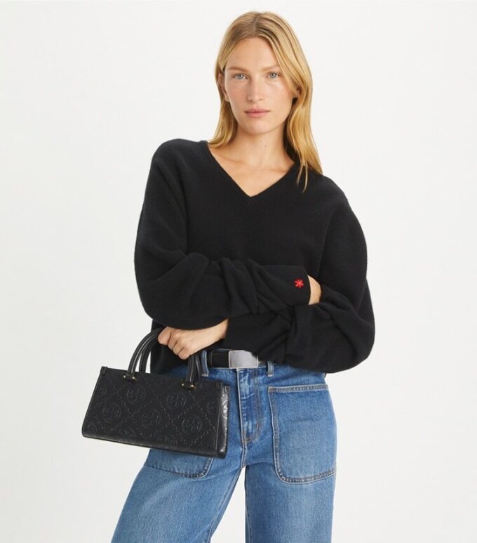 T Monogram Embossed Small East-West Tote T Monogram Embossed Small East-West Tote