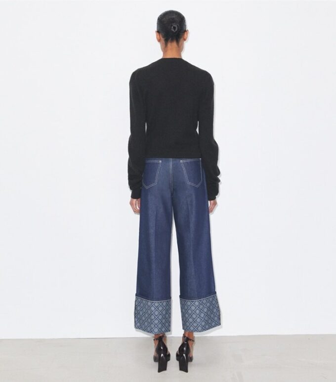 T Monogram Kontrast-Manschetten Straight-Leg-Jeans T Monogram Kontrast-Manschetten Straight-Leg-Jeans