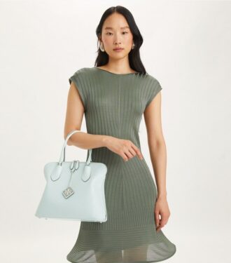 T Monogram Leder-Swing-Satchel