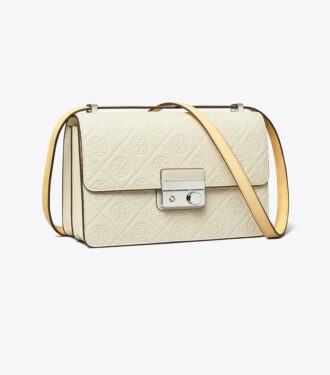 T Monogram Pebbled Schultertasche