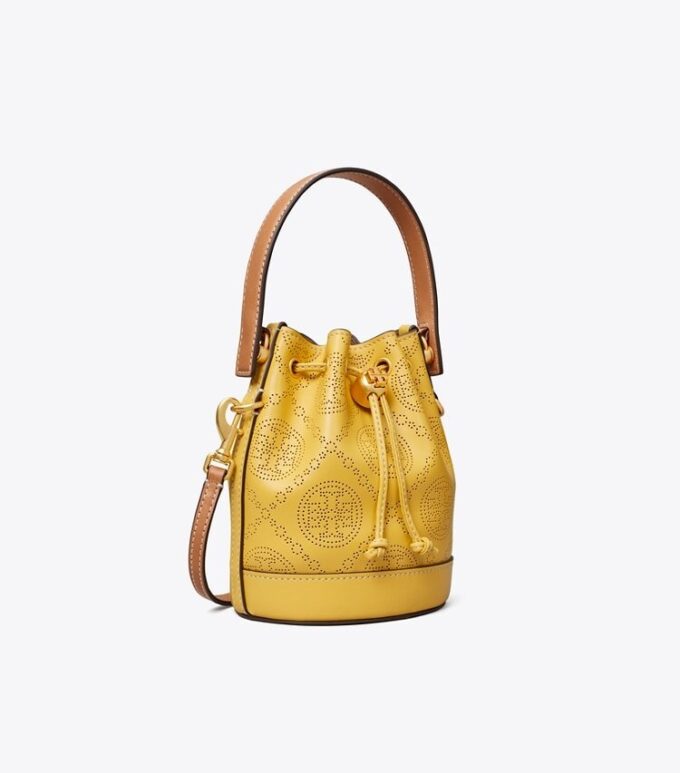 T Monogram Perforated Leather Mini Bucket Bag T Monogram Perforated Leather Mini Bucket Bag