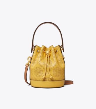 T Monogram Perforated Leather Mini Bucket Bag