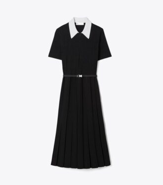 T Monogram Pointelle Plissee-Kleid