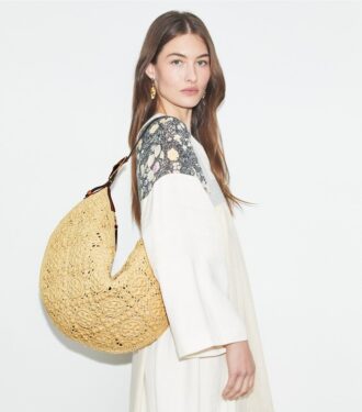 T Monogram Raffia Balloon Bag