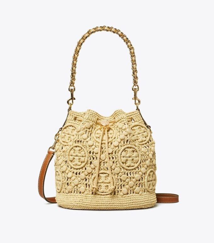 T Monogram Raffia Bucket Bag T Monogram Raffia Bucket Bag