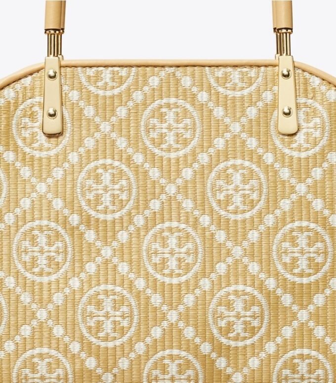 T Monogram Raffia Small Basket Tote T Monogram Raffia Small Basket Tote