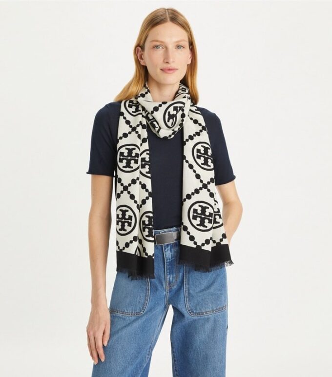 T Monogram-Schal mit Rand T Monogram-Schal mit Rand