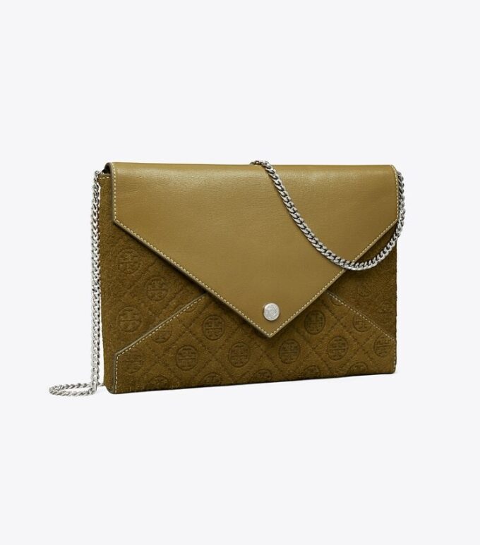 T Monogram Suede Envelope Chain Pouch T Monogram Suede Envelope Chain Pouch