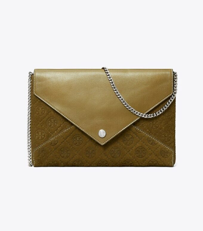 T Monogram Suede Envelope Chain Pouch T Monogram Suede Envelope Chain Pouch