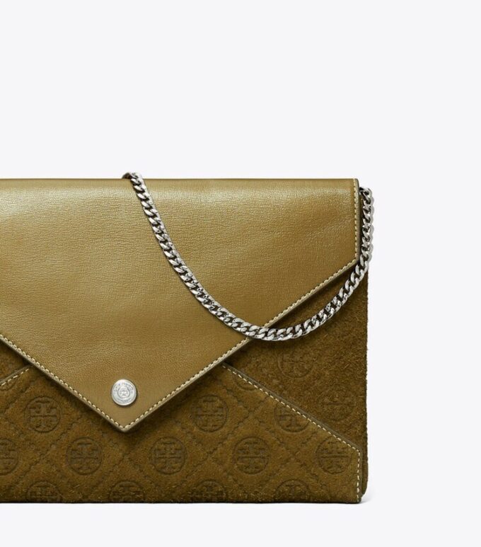 T Monogram Suede Envelope Chain Pouch T Monogram Suede Envelope Chain Pouch