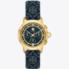 T Monogram Tory Uhr, Leder/goldfarbener Edelstahl T Monogram Tory Uhr, Leder/goldfarbener Edelstahl