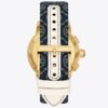 T Monogram Tory Uhr, Leder/goldfarbener Edelstahl T Monogram Tory Uhr, Leder/goldfarbener Edelstahl