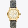 T Monogram Tory Uhr, Marineblau/Goldfarbener Edelstahl, 37 x 37 mm T Monogram Tory Uhr, Marineblau/Goldfarbener Edelstahl, 37 x 37 mm