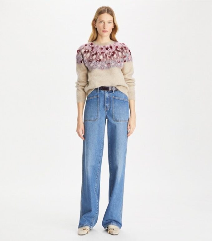 Verzierter Wollpullover Verzierter Wollpullover