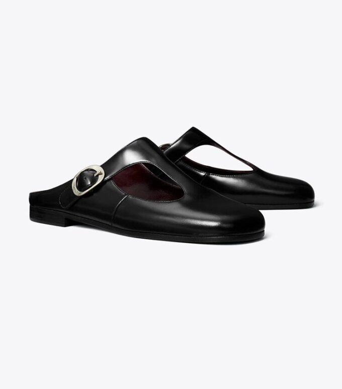 Violette Mules mit T-Riemen Violette Mules mit T-Riemen