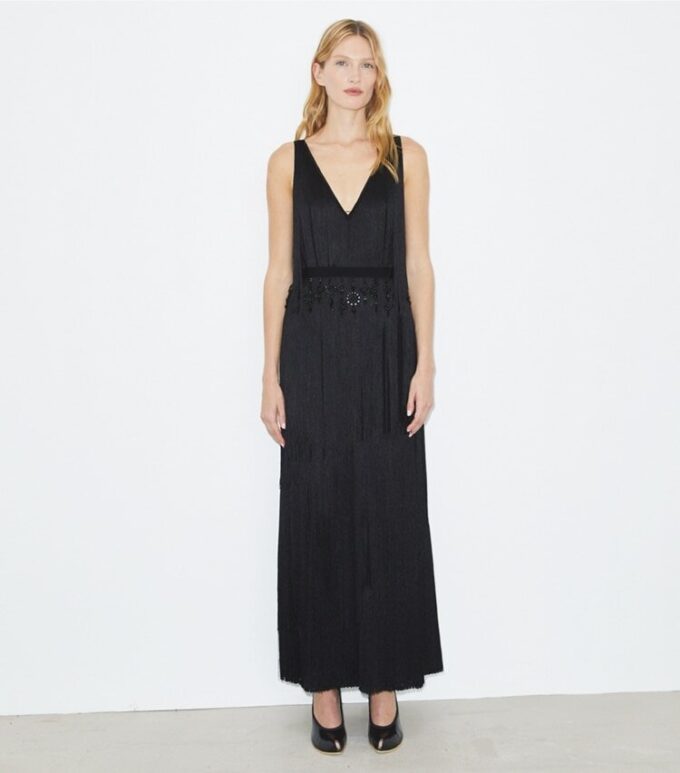 Viskose-Kleid mit Fransen Viskose-Kleid mit Fransen