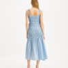 Viskose-Kleid mit Schulterbändern und Smokdetails Viskose-Kleid mit Schulterbändern und Smokdetails