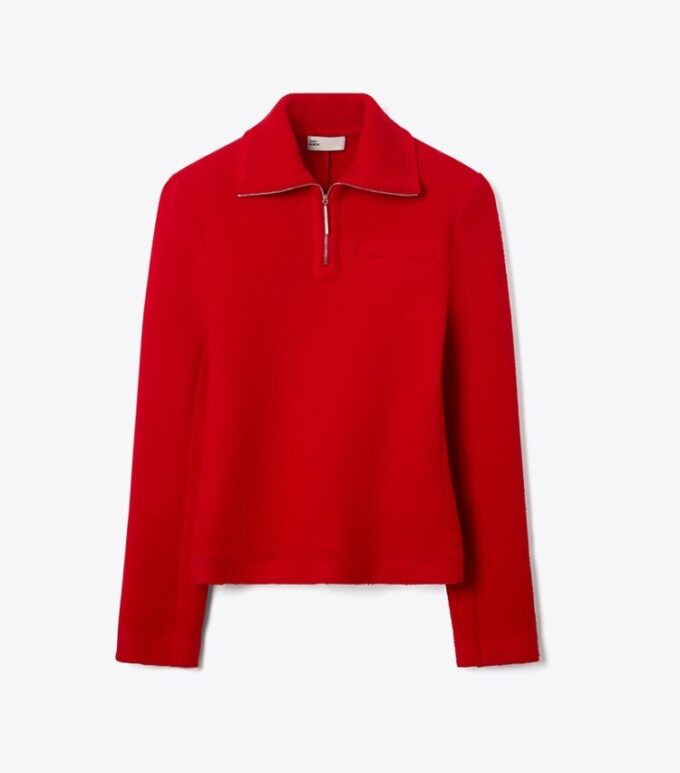 Woll-Sweatshirt mit halbem Reißverschluss Woll-Sweatshirt mit halbem Reißverschluss