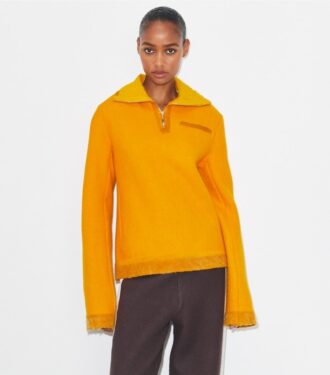 Woll-Sweatshirt mit halbem Reißverschluss