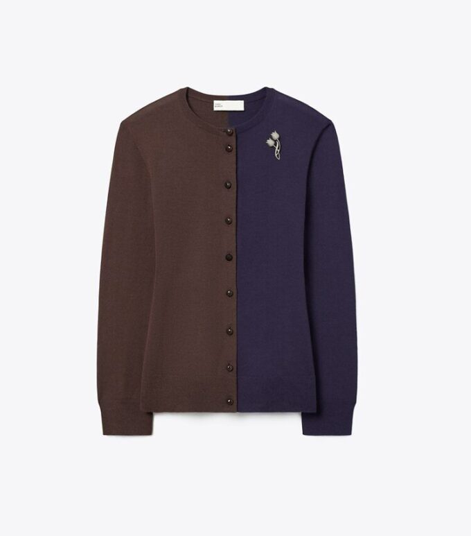 Wollcardigan mit Broschen-Farbblock Wollcardigan mit Broschen-Farbblock