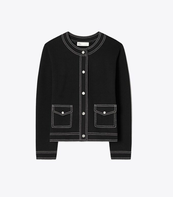 Wollcardigan mit Ziernähten Wollcardigan mit Ziernähten