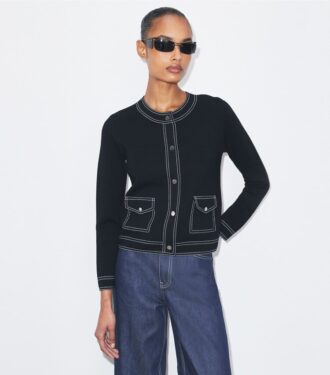 Wollcardigan mit Ziernähten Wollcardigan mit Ziernähten