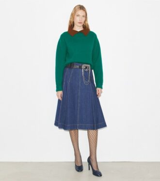 Plissierter Jeansrock