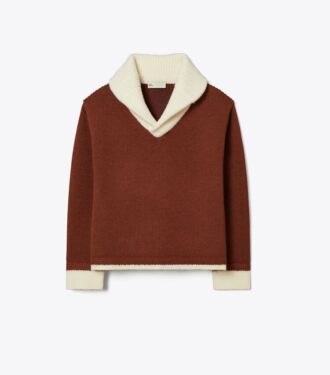Wollpullover mit kontrastierendem Kragen
