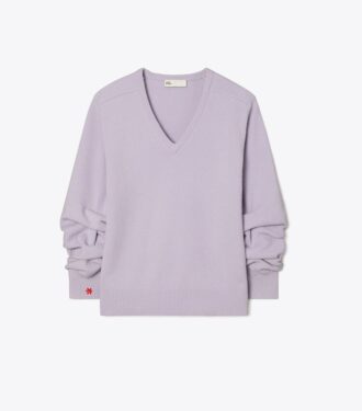 Wollpullover mit V-Ausschnitt