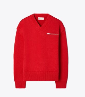 Wollpullover mit V-Ausschnitt